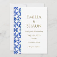 Faire-part de mariage italienne bleue et blanche