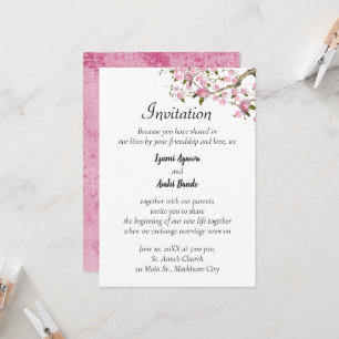 Faire-part de mariage japonais en fleurs de cerisi