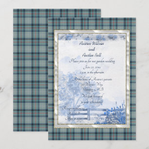 Faire-part de mariage jardin tartan à la mémoire d