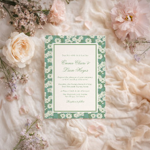 Faire-part de mariage jardinière vert sauge en chi