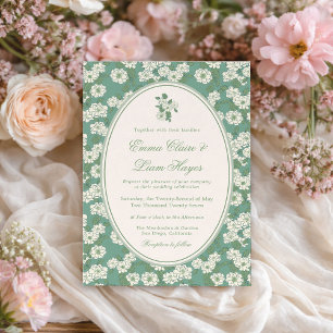 Faire-part de mariage jardinière vert sauge en chi