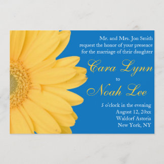 Faire-part de mariage jaune et bleu de marguerite