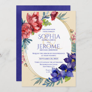 Faire-part de mariage   Joyeux aquarelle florale