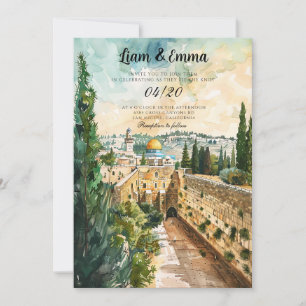 Faire-part de mariage juive avec paysage israélien
