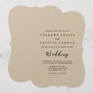 Faire-part de mariage Kraft classique simple