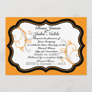 Faire-part de mariage Kurli-Q Ivory B (Orange)