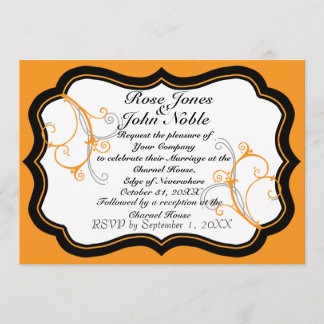 Faire-part de mariage Kurli-Q Ivory B (Orange)