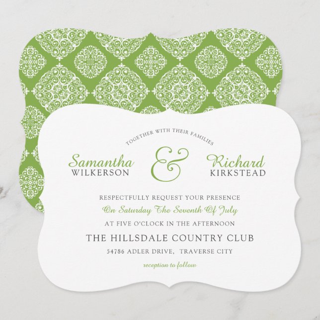 Faire-part de mariage Lace GREENERY (Devant / Derrière)
