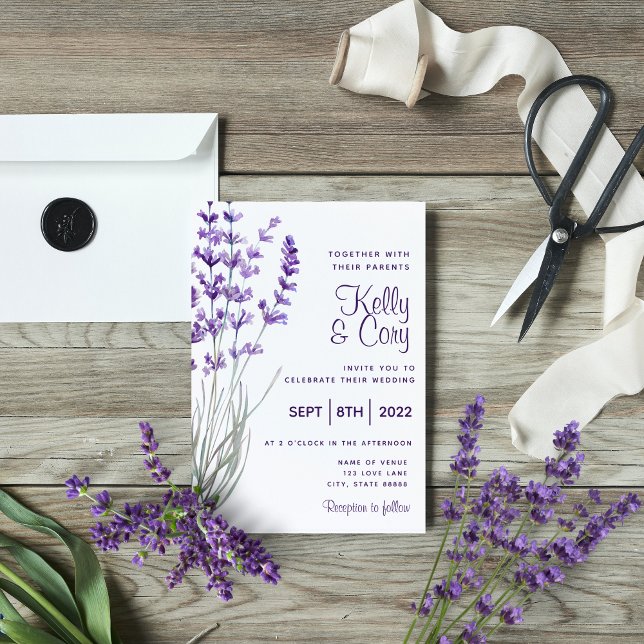 Faire-part de mariage Lavande aquarelle (Créateur téléchargé)