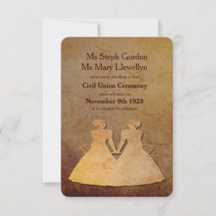 Faire-part de mariage lesbienne rustique foncé