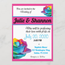 Faire-part de mariage LGBT Rose multicolore