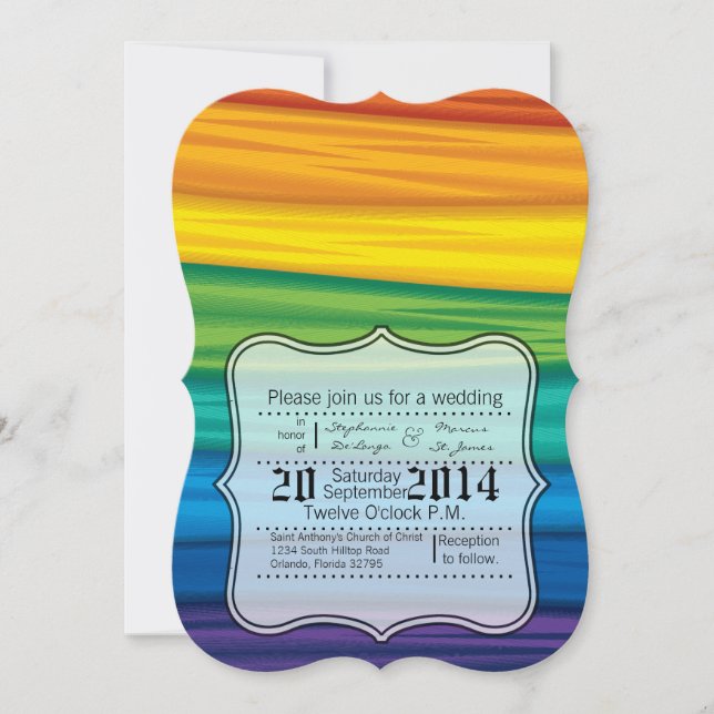 Faire-part de mariage lgbtq drapeau arc-en-ciel le (Devant)