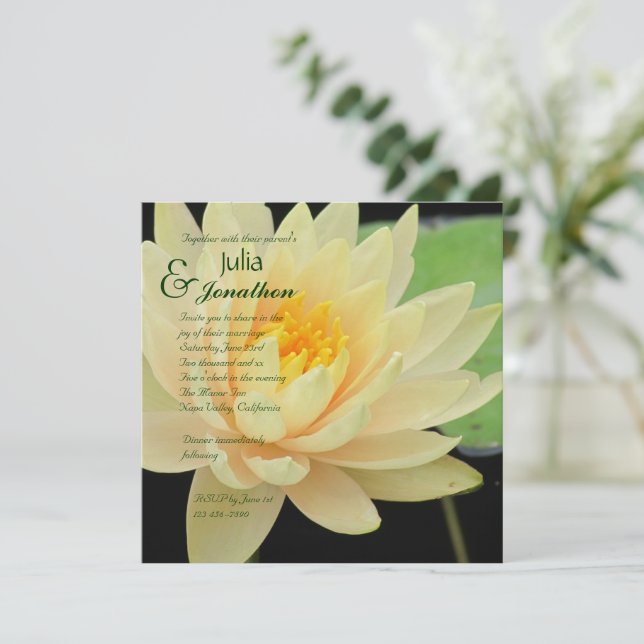 Faire-part de mariage Lily d'eau jaune (Debout devant)