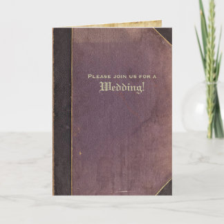 Faire-part de mariage livre violet vintage pliable