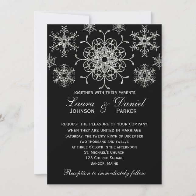 Faire-part de mariage LOOK Flocons de neige Paille (Devant)