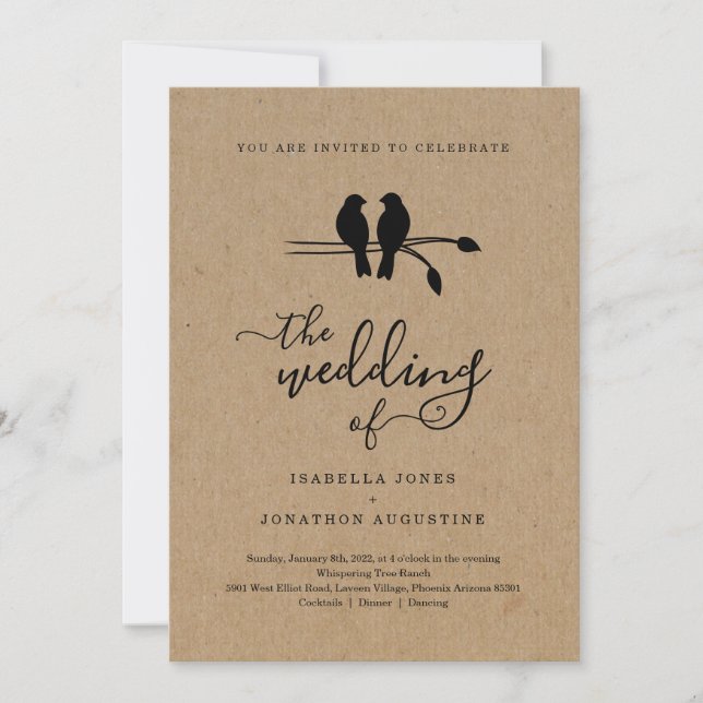 Faire-part de mariage Lovebirds Inséparables (Devant)
