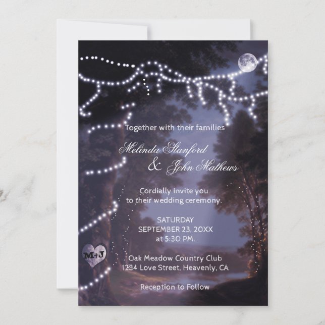 Faire-part de mariage | Lumières de l'arbre (Devant)