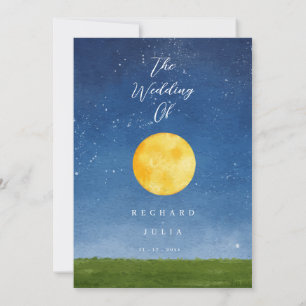 Faire-part de mariage LUNA / Pleine lune aquarelle