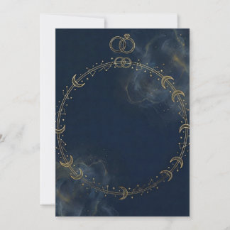 Faire-part de mariage Lune et Étoile Bleue en Or C