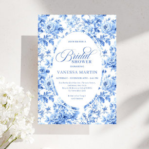 Faire-part de mariage Luxe Toile de Jouy Roses Ble