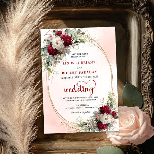 Faire-part de mariage luxueux floral boho Bourgogn