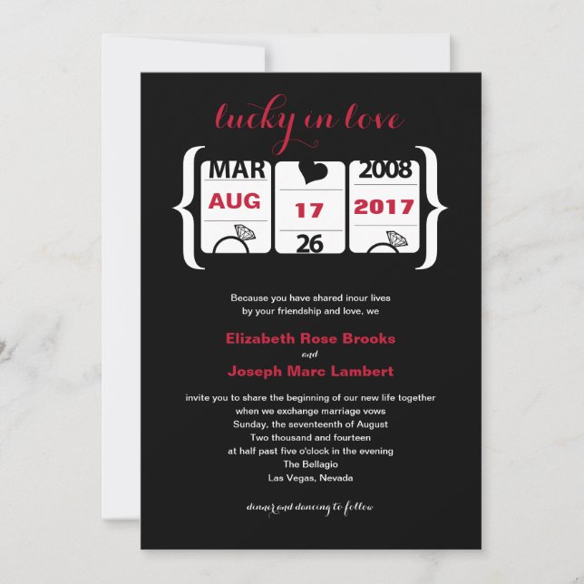 Faire-part de mariage Machine à Sous (Devant)