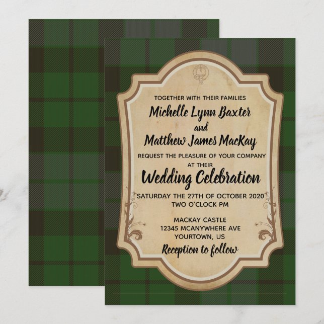 Faire-part de mariage MacKay Tartan (Devant / Derrière)