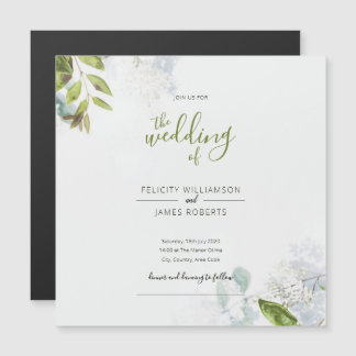 Faire-part de mariage magnétique floral à feuilles
