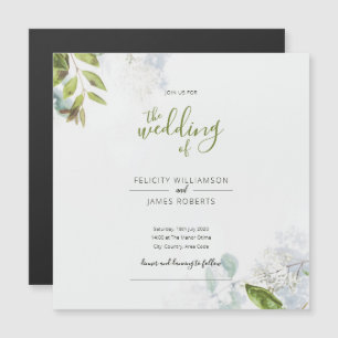 Faire-part de mariage magnétique floral vert
