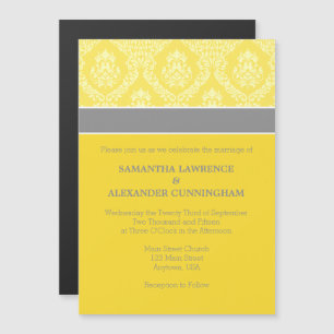 Faire-part de mariage magnétique gris-jaune