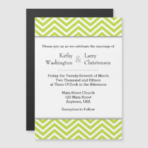 Faire-part de mariage magnétique Lime Green Chevro