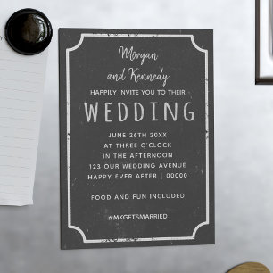 Faire-part de mariage magnétique tableau noir rust