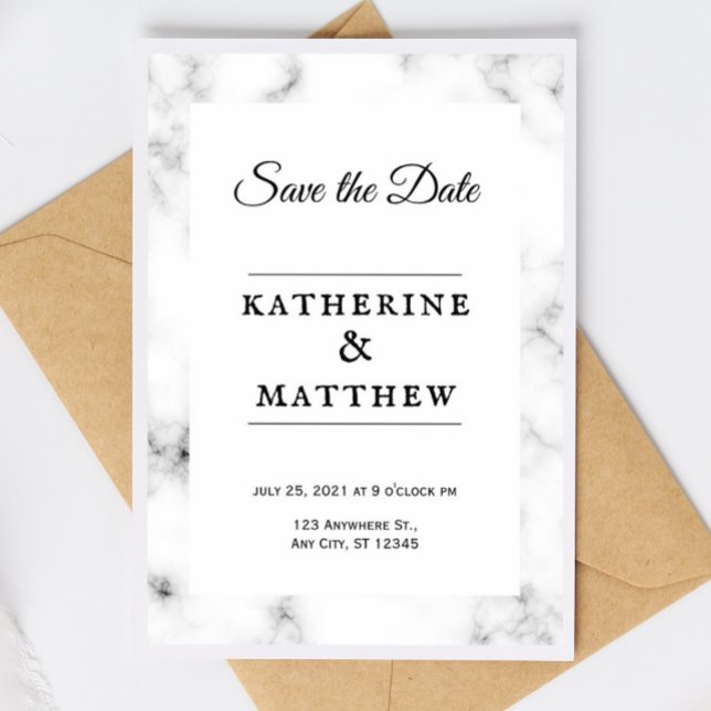 Faire-part de mariage Marbre blanc classique (Créateur téléchargé)