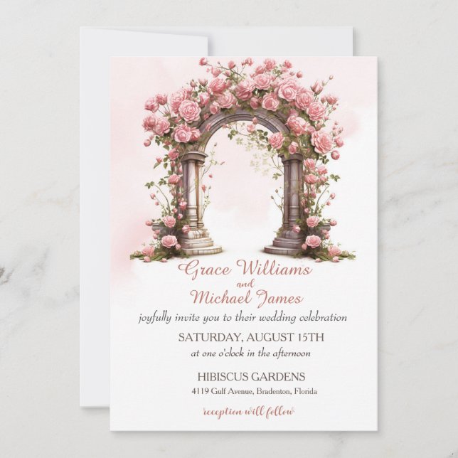 Faire-part de mariage Mariage Boho Rose Blush (Devant)