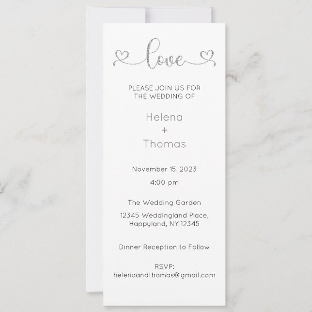 Faire-part de mariage, Mariage fixe, Coeur (Devant)