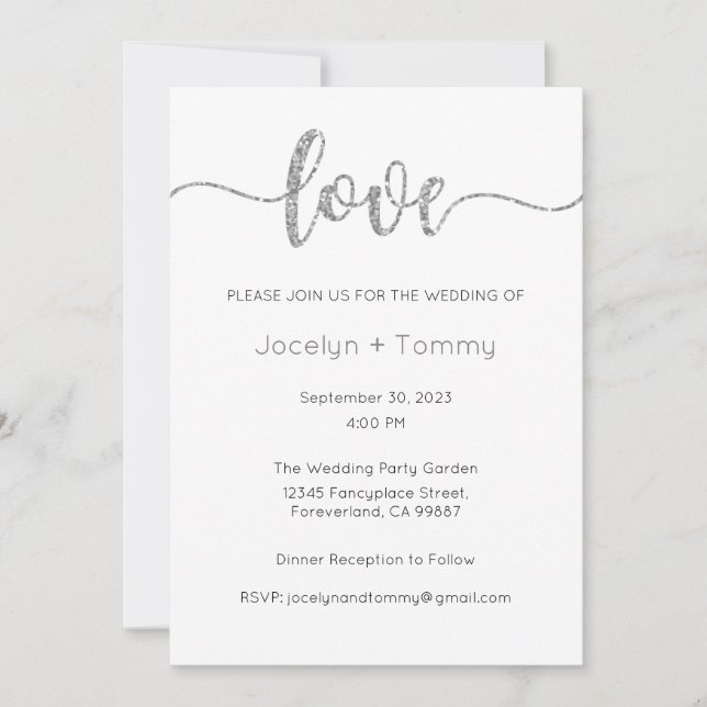 Faire-part de mariage, Mariage fixe, Coeur (Devant)