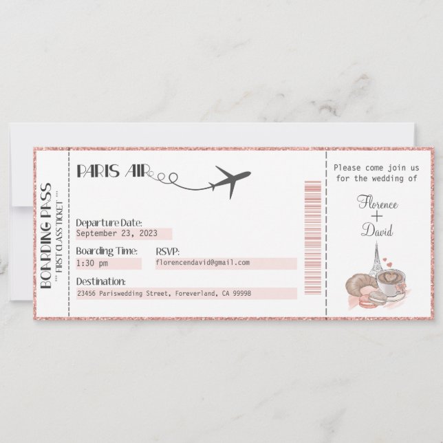 Faire-part de mariage, Mariage fixe, Paris (Devant)