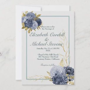 Faire-part de mariage mariage Flat Dusty Blue Gold