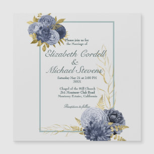 Faire-part de mariage mariage Flat Dusty Blue Gold