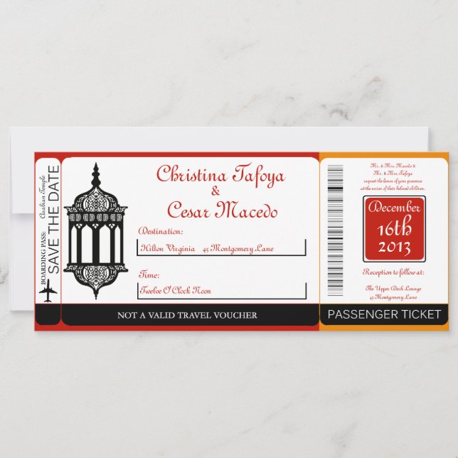 Faire-part de mariage marocain de carte (Devant)