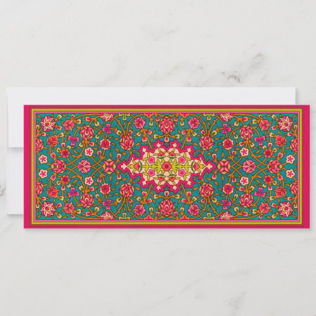 Faire-part de mariage marocaine rose et aqua (Devant)