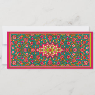 Faire-part de mariage marocaine rose et aqua