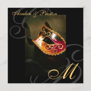 Faire-part de mariage Masquerade Mask Gold