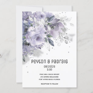Faire-part de mariage Mauve argenté