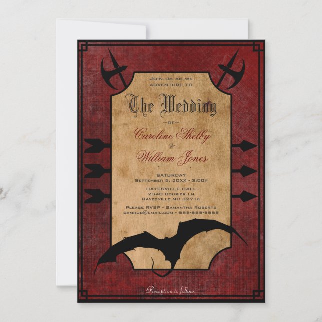Faire-part de mariage médiéval de dragon (Devant)
