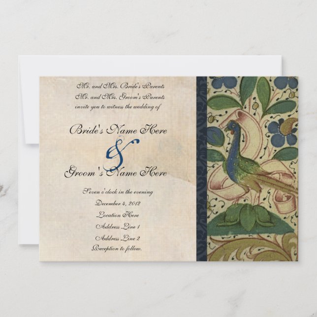 Faire-part de mariage médiéval de parchemin de (Devant)