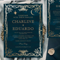 Faire-part de mariage médiévale d'Indigo Gold Ivy