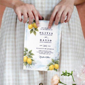 Faire-part de mariage méditerranéen au citron et à