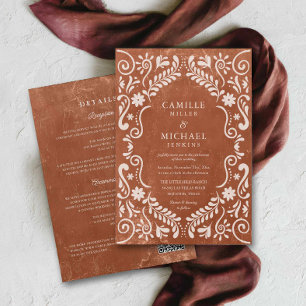 Faire-part de mariage mexicain en terre cuite avec