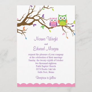 Faire-part de mariage mignon de hibou